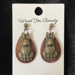 antiqued bronze bunny earrings RSV