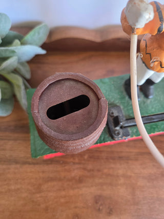 Vtg. Cast Iron "Trick Dog" Coin Bank- hoop dmg.