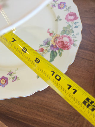 Vtg Ivory Floral 3Tier Plate Stand