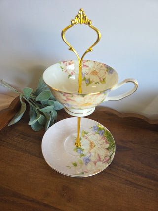 Vtg Royal Miranda Floral Teacup/Saucer Stand