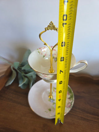 Vtg Royal Miranda Floral Teacup/Saucer Stand