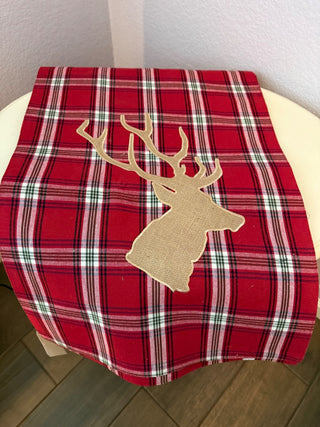 90 inch Christmas Plaid and buck table runner  RCD|123878