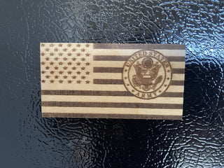 USA Flag with Army Logo Engraved Wood Magnet|71763