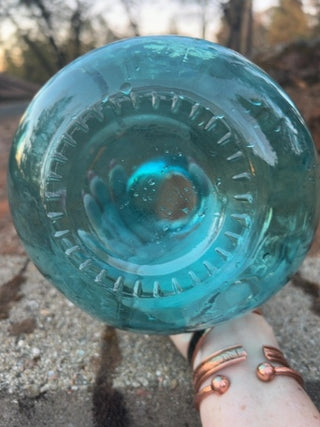 Vidrios San Miguel Bulb Vase 100% Recycled Glass 7" Aqua Blue Handmade Spain