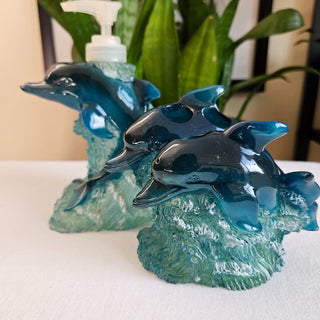 Retro Dolphin Bath Set - Soap Pump & Toothbrush Holder (BRI) - MTS|107345