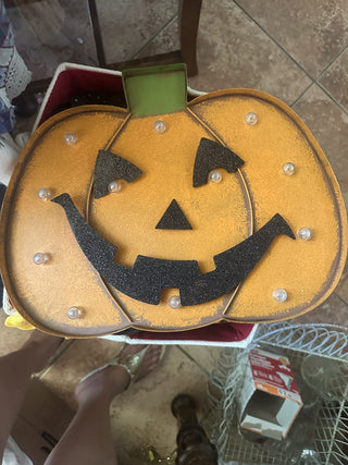 Metal Halloween Pumpkin Marquee Light up Orange battery operated light up #47|107570