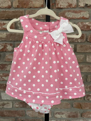 First Impressions Pink Polka Dot Onesie/Dress Sz 18M 00330625 RSV|85691