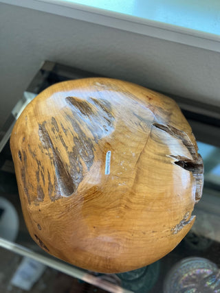 Teak and cobalt resin wood bowl|72121
