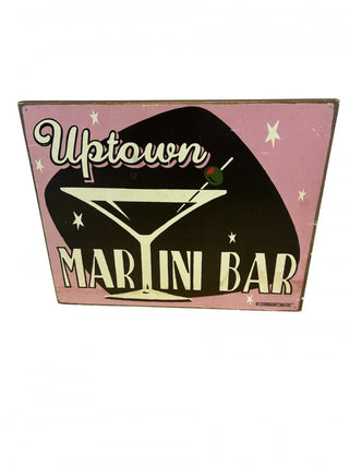 Schoberg Sign Art Uptown Martini Bar Wood MDF Plaque Retro MCM Bar Decor RCD