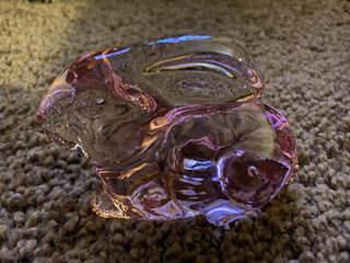 Pink iridescent glass rabbit