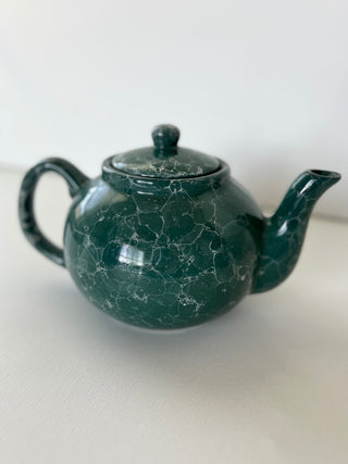 Vintage green marbled teapot|72022
