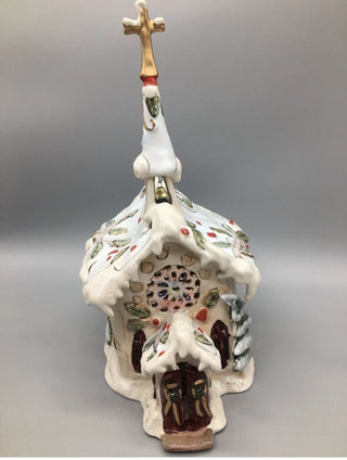 Blue Sky Clayworks Christmas Silent Night Church Tea Light candle holder 13" #62 VV MTS|126936