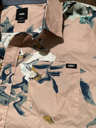 Men's Vans Pink Floral Hawaiian Shirt, Size Medium RCD|158704