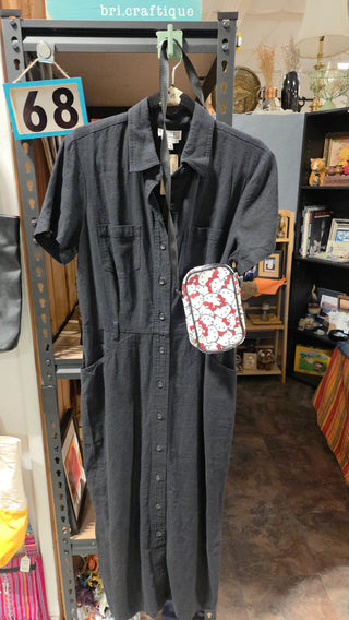 Women's - Vintage Black Collared Linen Dress (12)