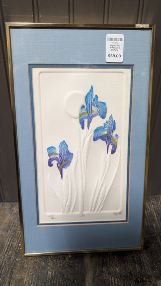 Signed Iris Embossed Etching RSV