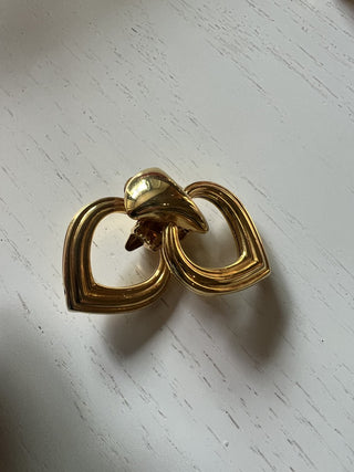 VTG Gold Tone clip on earrings heartshape MTS|130781