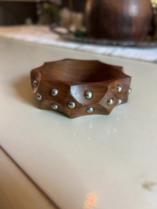 Vintage chunky, faceted wooden bangle bracelet