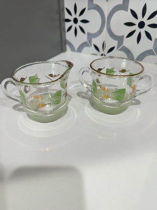 Barlett Collins Hand Painted Glass Creamer & Sugar Bowl MTS|91971