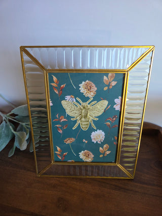 Textured Glass & Gold Frame w/ Bee