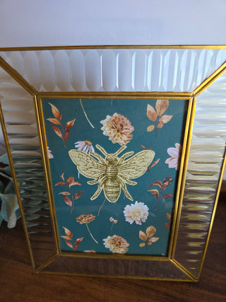 Textured Glass & Gold Frame w/ Bee