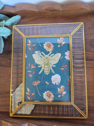Textured Glass & Gold Frame w/ Bee