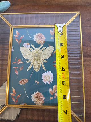 Textured Glass & Gold Frame w/ Bee