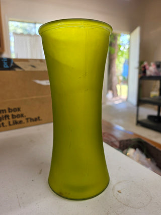 Green frosted glass vase