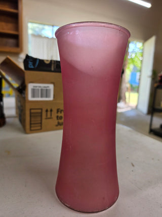 Pink frosted glass vase