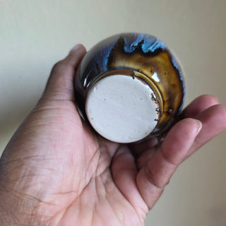 Brown Drip Glazed Bud Vase w/ Relief