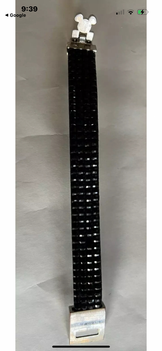 Walt Disney Mickey Mouse head Icon Silver Black Bead type non stretch Bracelet #62 VV MTS