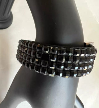 Walt Disney Mickey Mouse head Icon Silver Black Bead type non stretch Bracelet #62 VV MTS