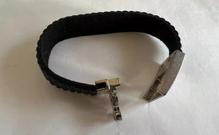 Walt Disney Mickey Mouse head Icon Silver Black Bead type non stretch Bracelet #62 VV MTS