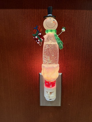 Vintage Tall Snowman on Glitter Body Bubble Night Light RCD|133240