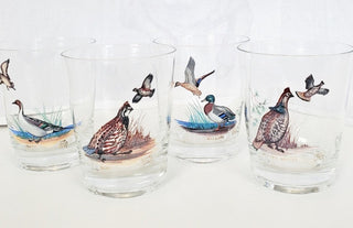 Vintage Lynn Bogue Hunt wildlife art glassware set of 4