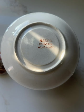 1940s Transferware Mustard Jar or Jam Pot With Under Plate