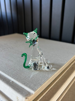Vintage glass green cat RSV