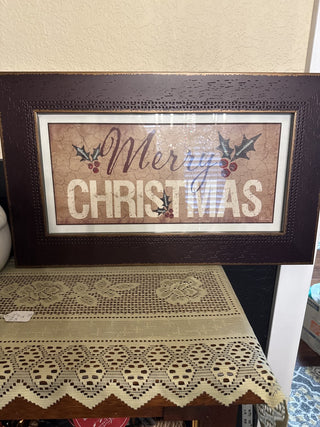 Vintage Framed Merry Christmas Picture size 15 x 25 -RCD|126027