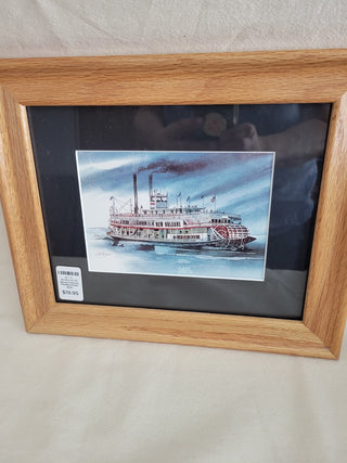 10-1/2 x 12-1/2 Wood Framed "Paddlewheel" Boat RCD