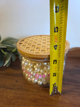 "Hey Gorgeous" Glass Vanity Jar w/ Pearls