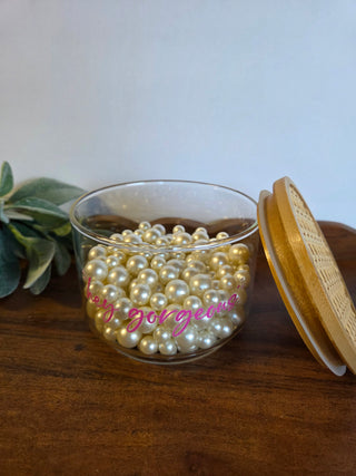 "Hey Gorgeous" Glass Vanity Jar w/ Pearls
