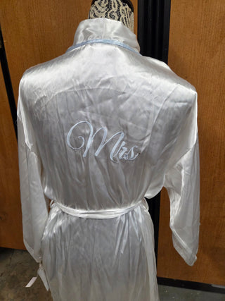 New- White Satin BRIDE Robe- NIS