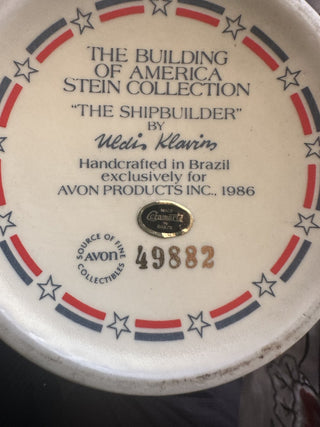 Avon Collectible 1986 Nautical Beer Stein building of American The Shipbuilder 1986 #47 VV MTS