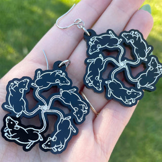 Rat King Earrings - Black and White|48838