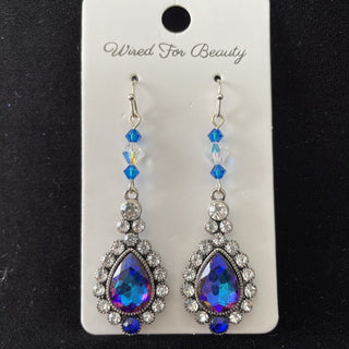 Blue sparkly earrings w/ rhinestone accents RSV