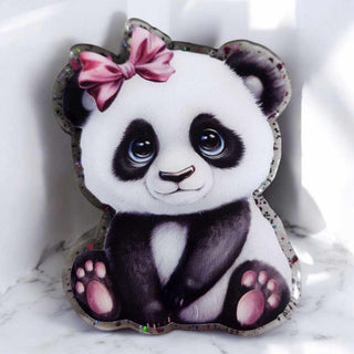 Baby Panda with Pink Bow Badge Reel Charm|62335