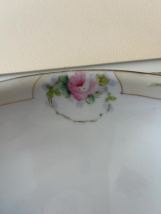 Antique Hand Painted Relish/Trinket Dish w/ Gold Accents