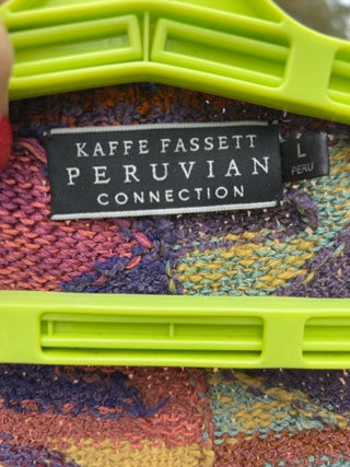 JP Peruvian Connection Kaffe Fassett open-front art-to-wear cardigan sweater Size L