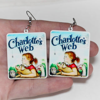 Charlotte's Web book earrings|70524