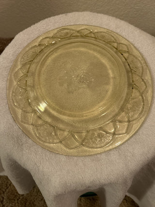 Set of 4 Yellow Dutch Rose Plates Federal Glass|53599