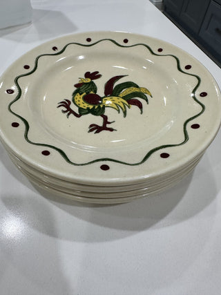 MCM Metlox Poppytrail Rooster 6.5" Bread Plates - Set of 4 MTS|91966
